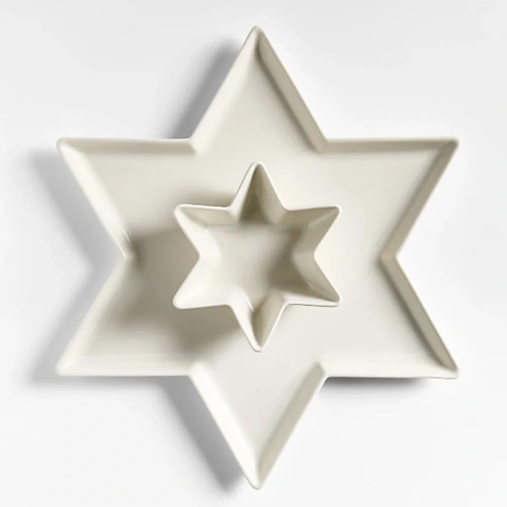 New! Crate&Barrel Cream Star-Shaped Serving Platter Set